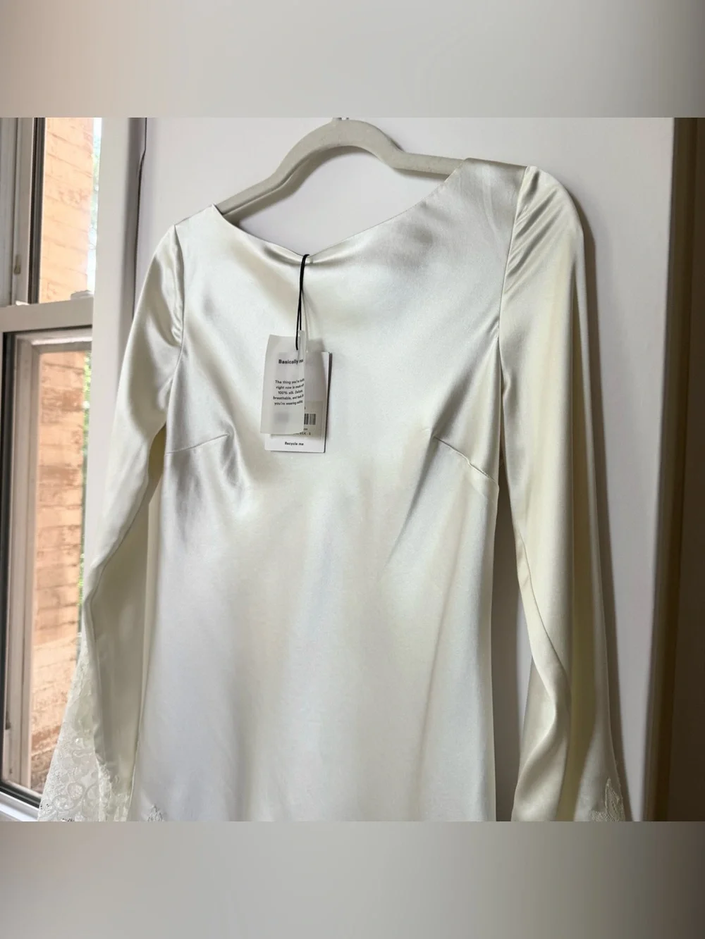 NWT Reformation Blanche Silk Long-Sleeve Mini Dress Ivory Bridal Small - Picture 6 of 16